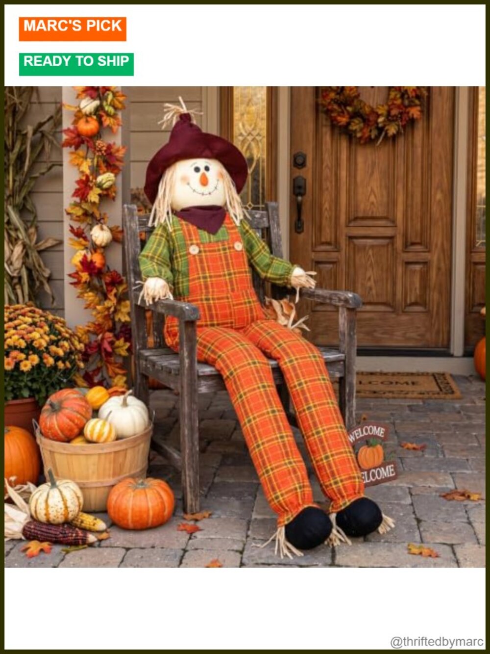 60 Inch Large Scarecrow Fall Outdoor Indoor Garden Yard Decoration